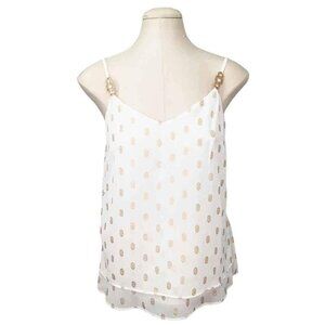 WHBM White House Black Market Cami Blouse Tank Gold Accents Cocktail Small